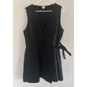 J Crew Wrap Dress‎ Womens XL Black Mini Minimalist Capsule Career Classy
